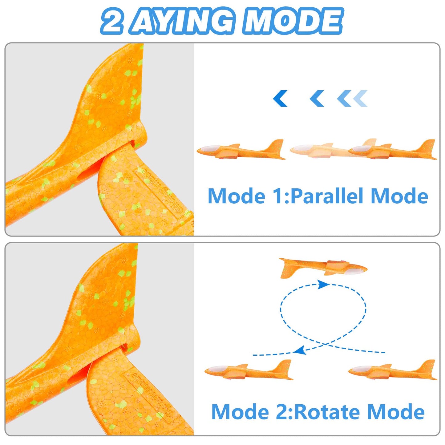 3-Pack LED Foam Glider Planes with Launcher – 2 Flight Modes, Outdoor Toy for Kids Ages 3–12